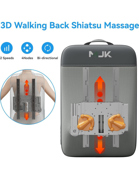 Masajeador de Espalda Shiatsu HMMSYLVA 3D Recargable Gris Masajeador de Espalda Shiatsu HMMSYLVA 3D Recargable Gris