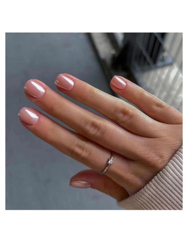 Uñas Postizas Cortas Acrílicas Gritose 24 Pcs Reutilizables