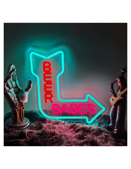 Letrero de neón LED Beer Babes USB LAXUEDEER 36.5x34.5cm Letrero de neón LED Beer Babes USB LAXUEDEER 36.5x34.5cm