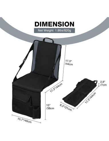Cojín de Asiento Plegable REDCAMP con Respaldo Alto 43 cm