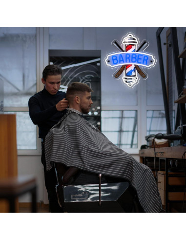 Luz de Neón LED Regulable LF para Barbería Azul 35x33cm