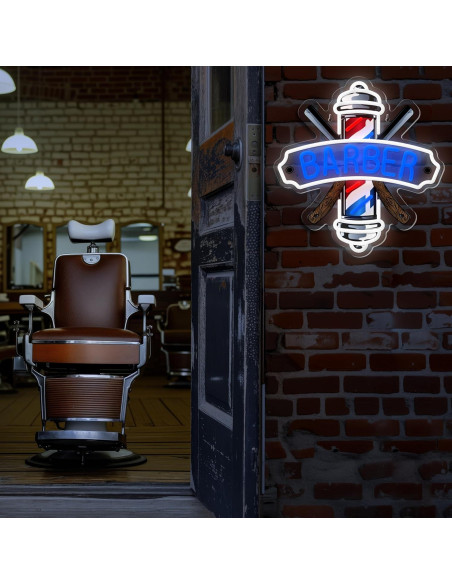 Luz de Neón LED Regulable LF para Barbería Azul 35x33cm Luz de Neón LED Regulable LF para Barbería Azul 35x33cm