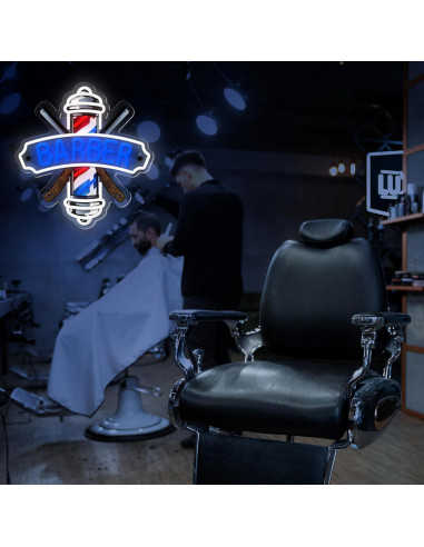 Luz de Neón LED Regulable LF para Barbería Azul 35x33cm