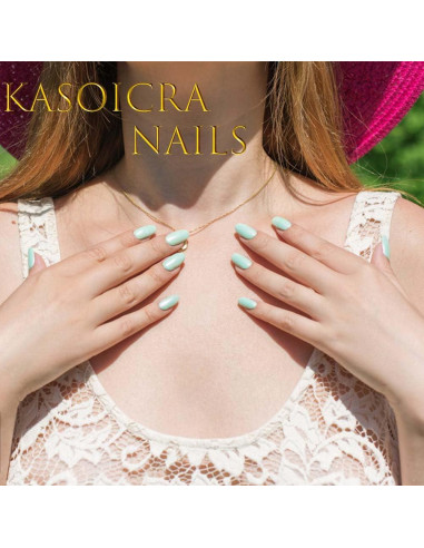 Uñas Falsas Cortas Cuadradas KASOICRA - 24 Pcs Brillantes