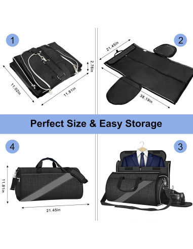 Bolsa Duffle Modoker Negra Convertible para Viajes 1.27 kg