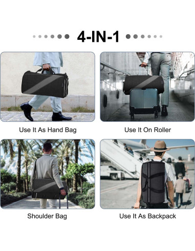 Bolsa Duffle Modoker Negra Convertible para Viajes 1.27 kg