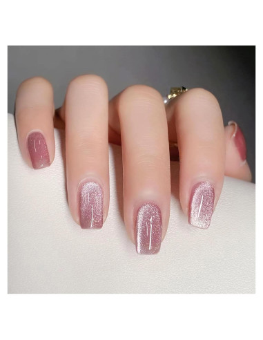 Uñas Postizas Acrílicas Rosadas Cuadradas 24Pcs KKUUOO