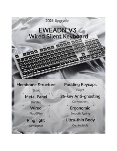 Teclado USB Retroiluminado EWEADN GX710S Negro, Silencioso 2