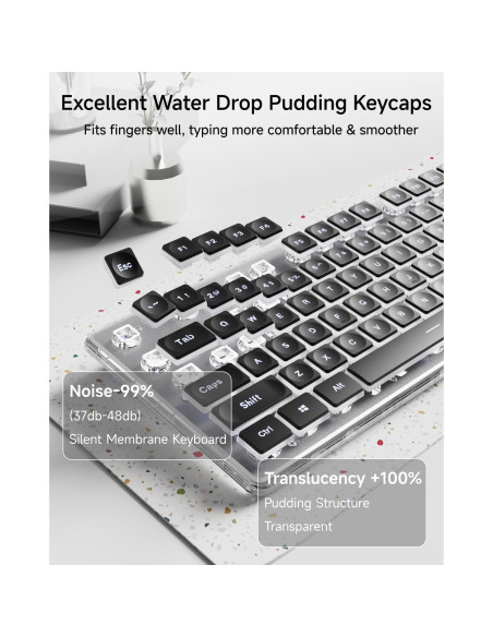 Teclado USB Retroiluminado EWEADN GX710S Negro, Silencioso Teclado USB Retroiluminado EWEADN GX710S Negro, Silencioso