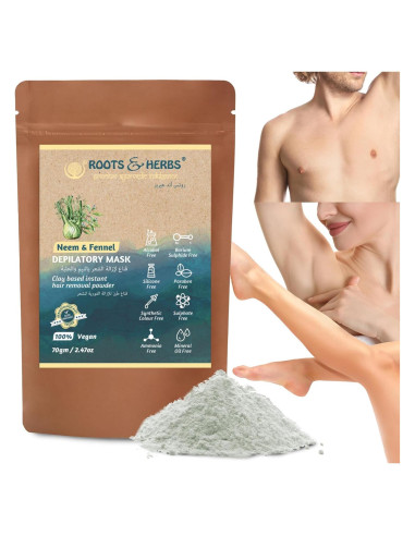 Polvo Depilatorio Ayurvédico Neem y Hinojo 70g - Raíces y Hierbas