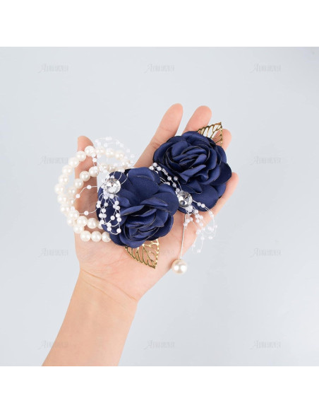 Coronas de Muñeca AUEAR 2 Pcs Azul Oscuro para Bodas y Fiestas Coronas de Muñeca AUEAR 2 Pcs Azul Oscuro para Bodas y Fiestas