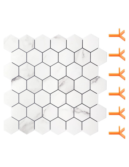 Azulejos Autoadhesivos STICKGOO Hexagonales 10 Hojas Mármol Blanco Azulejos Autoadhesivos STICKGOO Hexagonales 10 Hojas Mármol Blanco