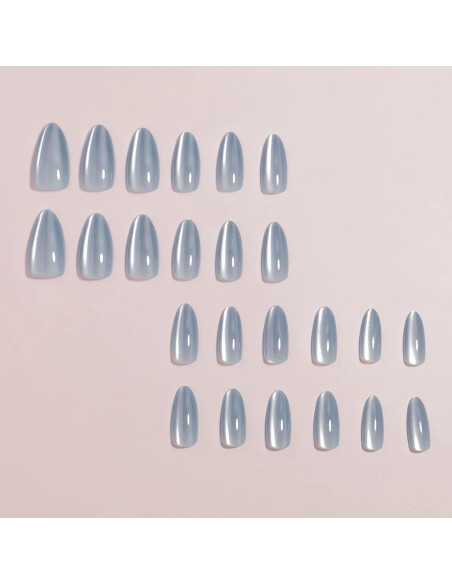 Uñas Postizas Cat Eye Azules 30 Pcs - Acrílicas Medianas Uñas Postizas Cat Eye Azules 30 Pcs - Acrílicas Medianas