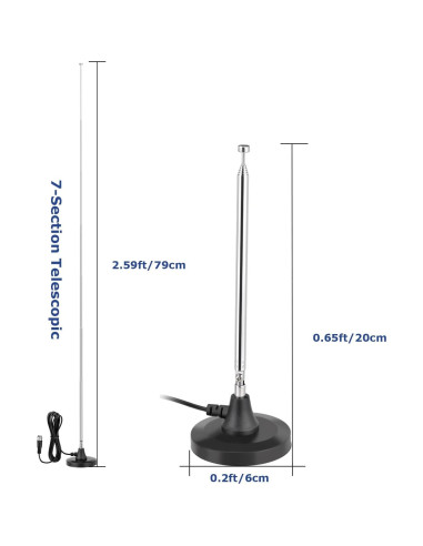 Antena Telescópica FM Magnética wlaniot 3m para Receptores