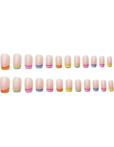 Uñas Postizas Cuadradas Acrílicas SPNBCQ 24 Pcs Coloridas