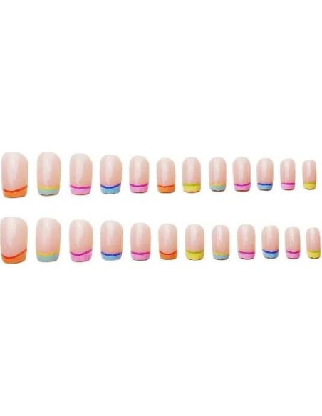 Uñas Postizas Cuadradas Acrílicas SPNBCQ 24 Pcs Coloridas Uñas Postizas Cuadradas Acrílicas SPNBCQ 24 Pcs Coloridas