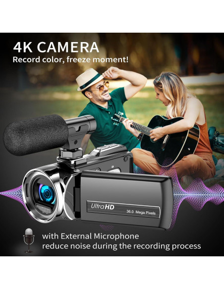 Cámara de Video 4K Hojocojo 36 MP con Zoom 18X y Pantalla 3" Cámara de Video 4K Hojocojo 36 MP con Zoom 18X y Pantalla 3"