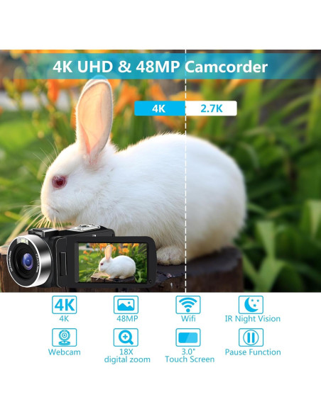 Cámara de Video 4K Lovpo AF1 48MP 30FPS Zoom 18X Pantalla Táctil Cámara de Video 4K Lovpo AF1 48MP 30FPS Zoom 18X Pantalla Táctil