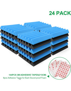 Paquete de 24 Espumas Acústicas Aislantes Ignífugas 5.08cm - Negro y Azul 2