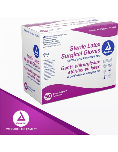 Guantes Quirúrgicos Estériles Dynarex Láttex 7.0 - 50 Pares
