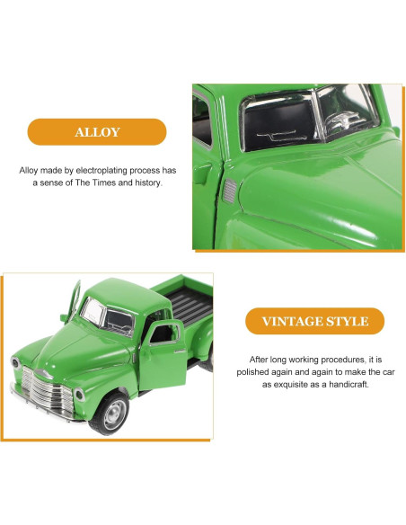 Coche Clásico de Metal Toyvian Pickup Verde 12.5x5x4.7cm Coche Clásico de Metal Toyvian Pickup Verde 12.5x5x4.7cm