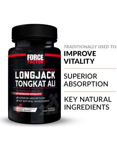 Suplemento Longjack Tongkat Ali Force Factor 500mg 60 Cápsulas
