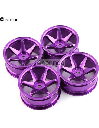 Ruedas de Coche RC 1/10 Chanmoo Aluminio 52mm 4PCS Púrpura