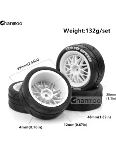 Neumáticos RC On Road 1:10 Chanmoo 65mm 4 Piezas Drift 2