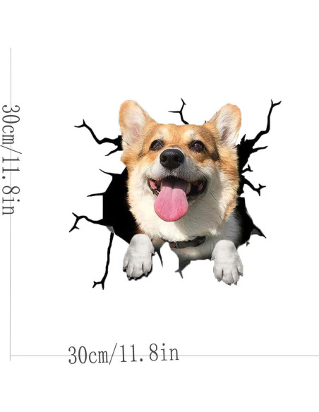 Calcomanía de Coche Corgi 3D Zpahq 30x30cm Impermeable Calcomanía de Coche Corgi 3D Zpahq 30x30cm Impermeable