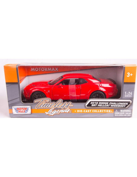 Modelo Diecast 2018 Dodge Challenger SRT Hellcat Rojo 1:24 Modelo Diecast 2018 Dodge Challenger SRT Hellcat Rojo 1:24
