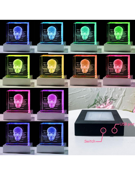 Lámpara Decorativa Calavera 3D Cristal K9 Movdyka LED Lámpara Decorativa Calavera 3D Cristal K9 Movdyka LED