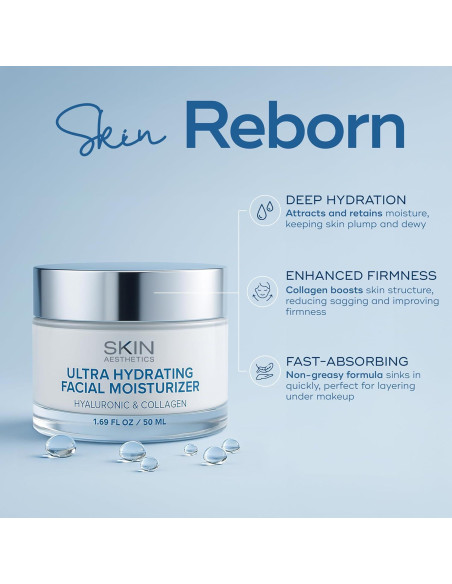 Crema Hidratante Facial Skin Aesthetics 48g - Ácido Hialurónico y Colágeno Crema Hidratante Facial Skin Aesthetics 48g - Ácido Hialurónico y Colágeno