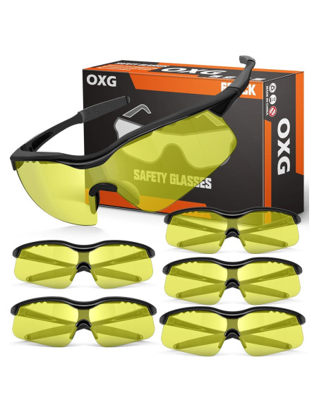 Paquete de 6 Gafas de Seguridad OXG Unisex ANSI Z87.1 UV Paquete de 6 Gafas de Seguridad OXG Unisex ANSI Z87.1 UV