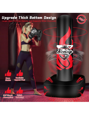 Saco de Boxeo Autómono SPOXING 178 cm con Guantes y Bomba