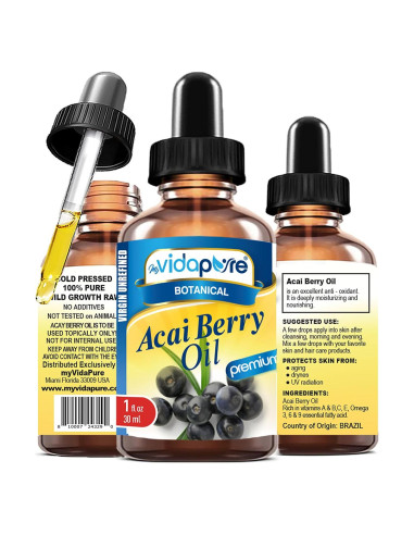 Aceite de Baya de Acai Virgen myVidaPure 30 ml Hidratante