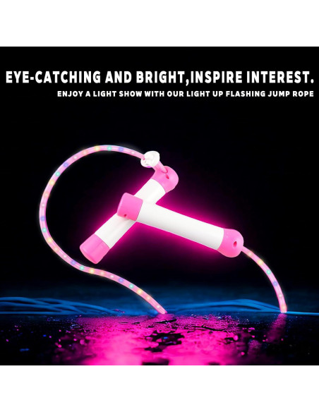 Cuerda de Salto LED Victob Rosa Ajustable para Niños y Fitness Cuerda de Salto LED Victob Rosa Ajustable para Niños y Fitness