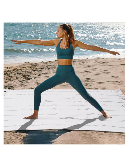 Manta de Yoga Extra Grande Genovega Rayas Gris 127x178 cm Manta de Yoga Extra Grande Genovega Rayas Gris 127x178 cm