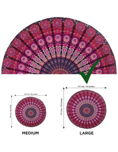 Tapiz Redondo de Algodón Raajsee Mandala 178 cm Boho 2