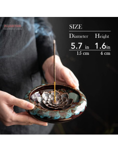 Soporte de Incienso de Loto de Cerámica con Piedras de Chakra 2