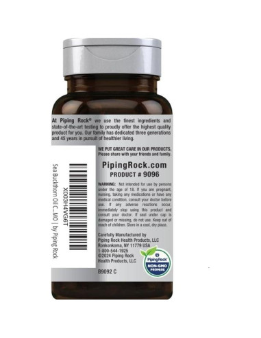 Cápsulas de Aceite de Espino Marino Piping Rock 4400mg 90 Gelatinas