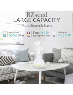 Difusor de Aceite Esencial BZseed 550ml Blanco con Temporizador 2