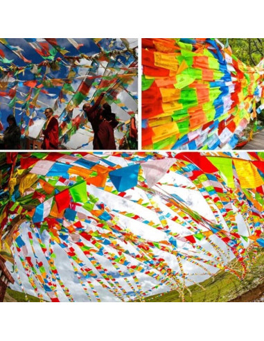 Banderas de Oración Budistas Tibetanas TEAMWILL 20pcs 28x35cm