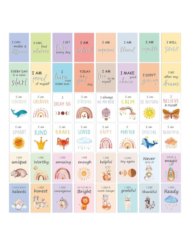 48 Tarjetas de Afirmación Positiva Leinuosen para Niños