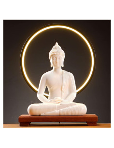 Estatua de Buda Cerámica 30.48 cm + Lámpara LED 40 cm Houlu
