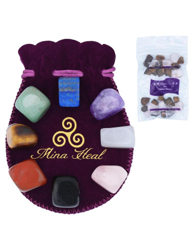 Conjunto de 8 Piedras de Chakra Pulidas Mina Heal - 100% Naturales