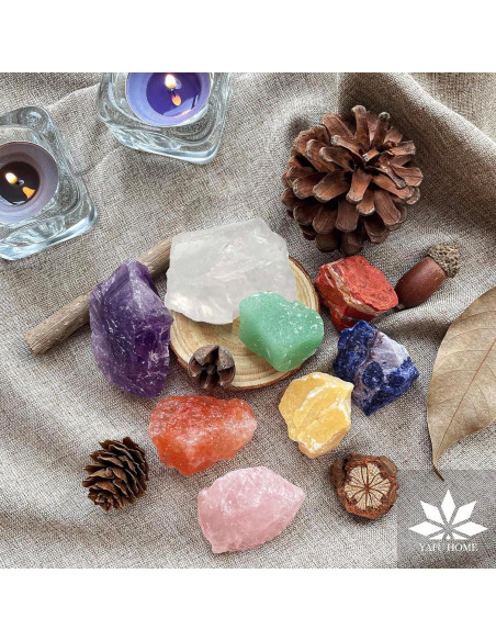 Caja de Regalo con 8 Piedras Chakra y Cristales YAFU HOME Caja de Regalo con 8 Piedras Chakra y Cristales YAFU HOME