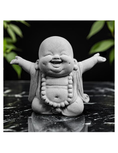Estatua de Buda Riendo de Arenisca 10.5 cm - Decoración Zen