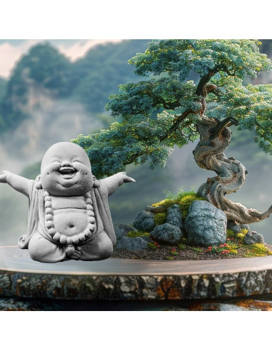 Estatua de Buda Riendo de Arenisca 10.5 cm - Decoración Zen