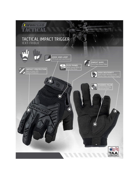Guante Táctico Ironclad IEXT-FRIBLK-02-S Negro Pequeño Guante Táctico Ironclad IEXT-FRIBLK-02-S Negro Pequeño