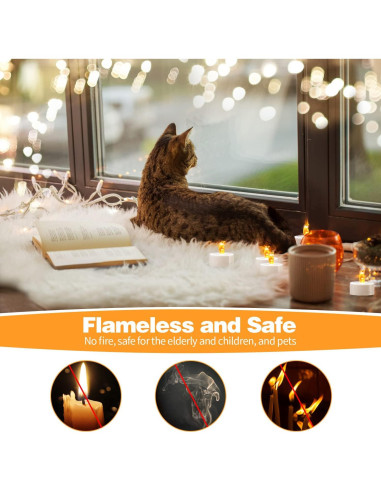 Luces de Té LED KOABY Amarillo Cálido 50 Piezas Parpadeantes